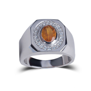 2014 Nueva joyería personalizada para llevar Anillos de piedra natural popular de color naranja